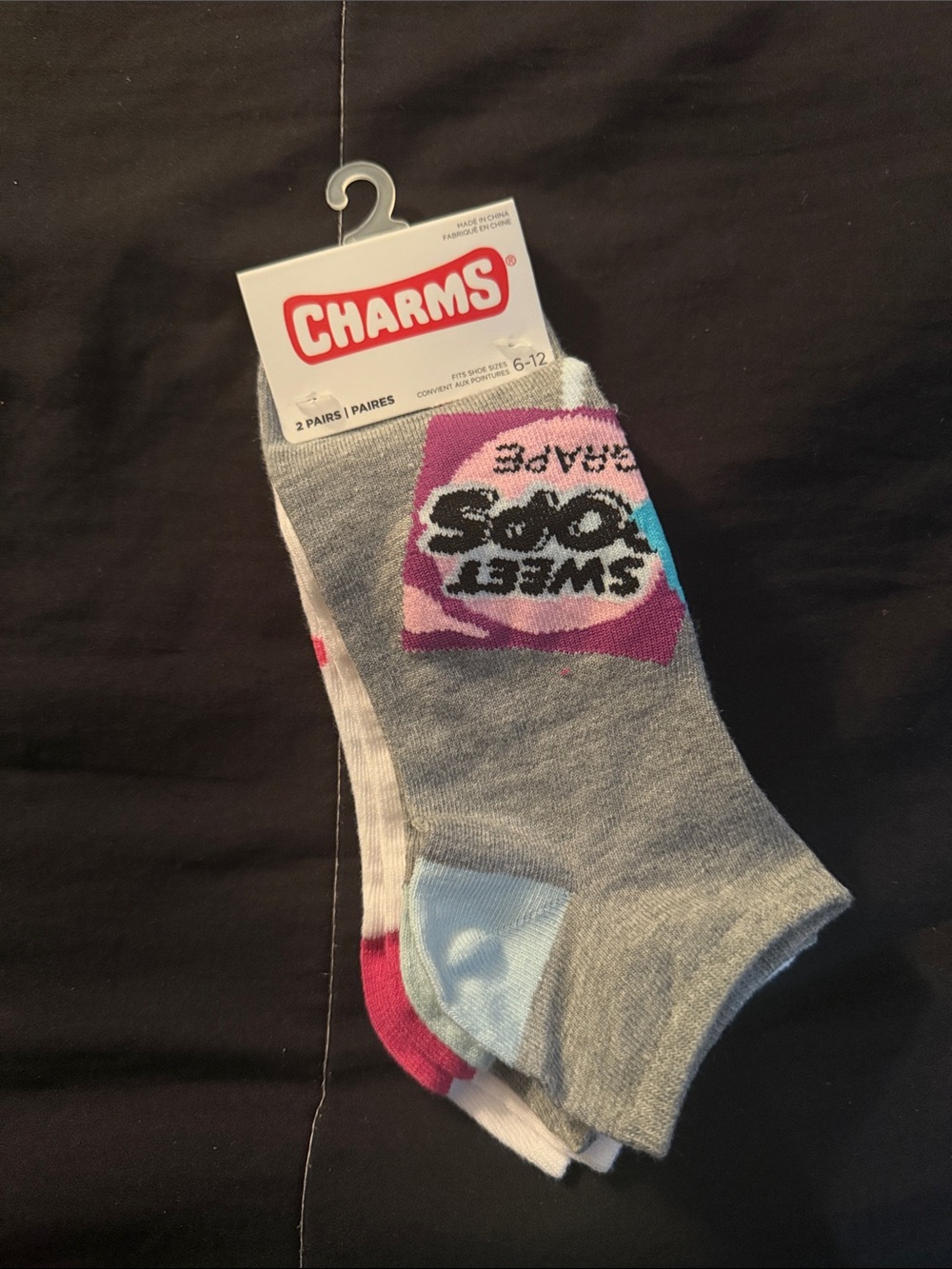 Women's Gray Low-Cut Athletic Socks with Pink & Light Blue Accents - 2 Pack
